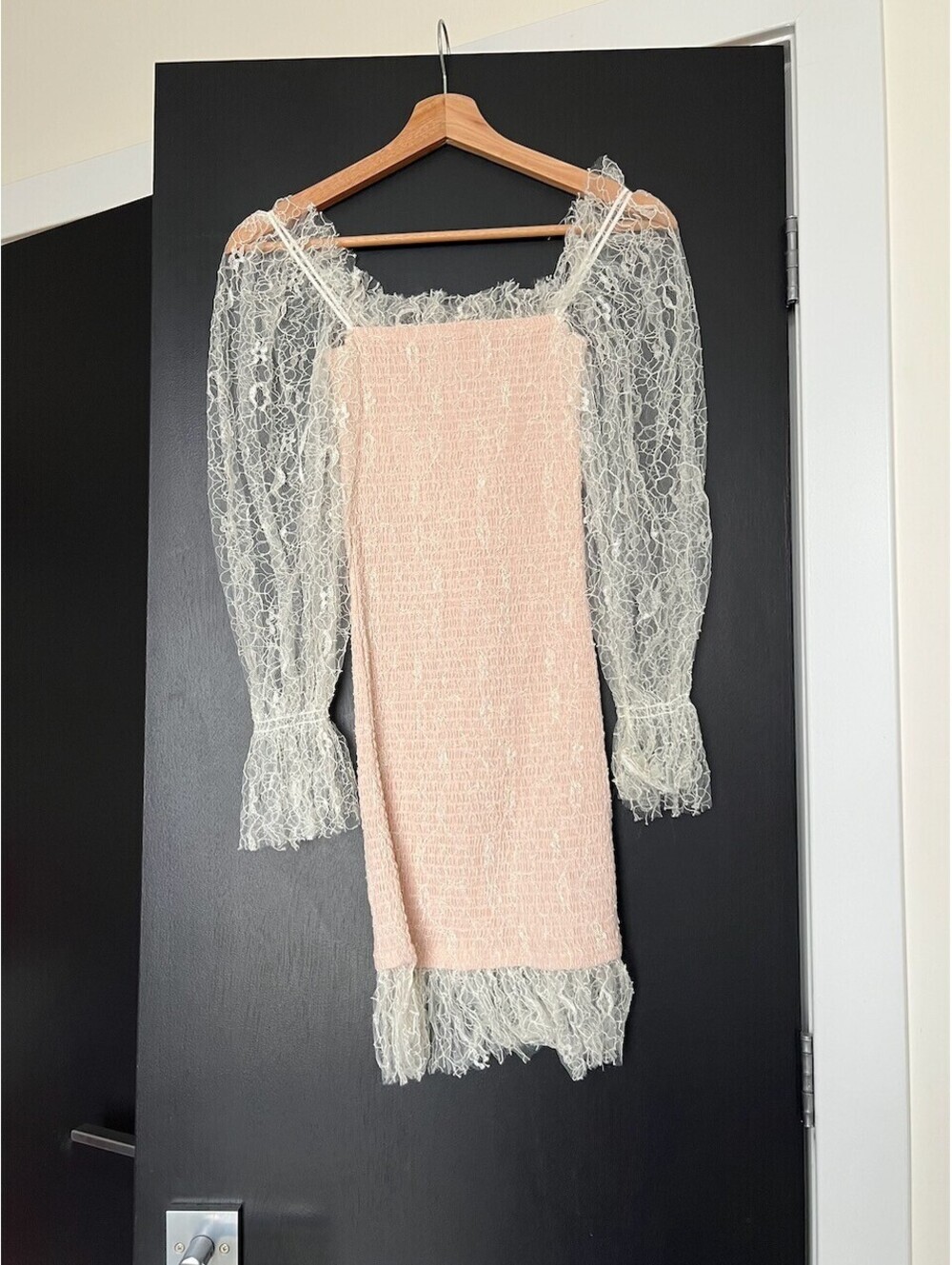 Alice McCALL After Dark Mini Dress with Sheer Lace Sleeves Blush Pink US 0 NWT - Picture 3 of 6